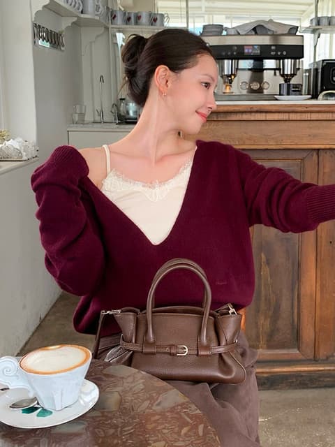 [슈멍pick]PLONGER DEEP V NECK KNIT (5COLOR)